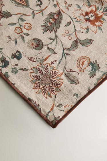 FLORAL PRINT TABLECLOTH WITH TOPSTITCHING - Brown / Taupe by Zara - Image 2