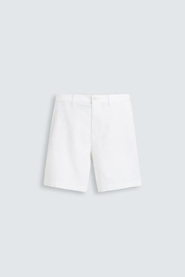 BERMUDA ALGODÓN - LINO - Blanco de Zara