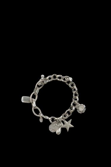 PULSERA METÁLICA CHARMS - Plata de Zara