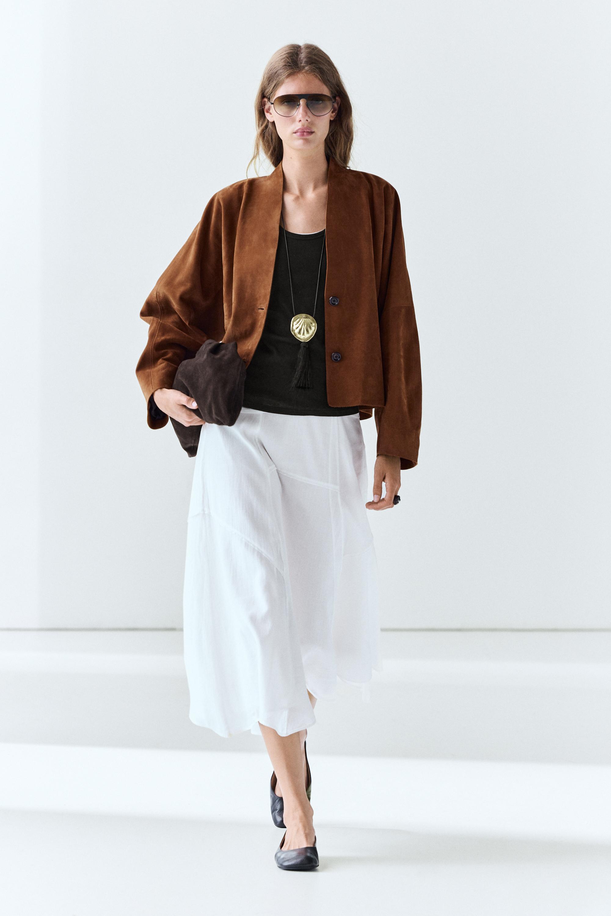 Flowing midi skirt with panel detail — White