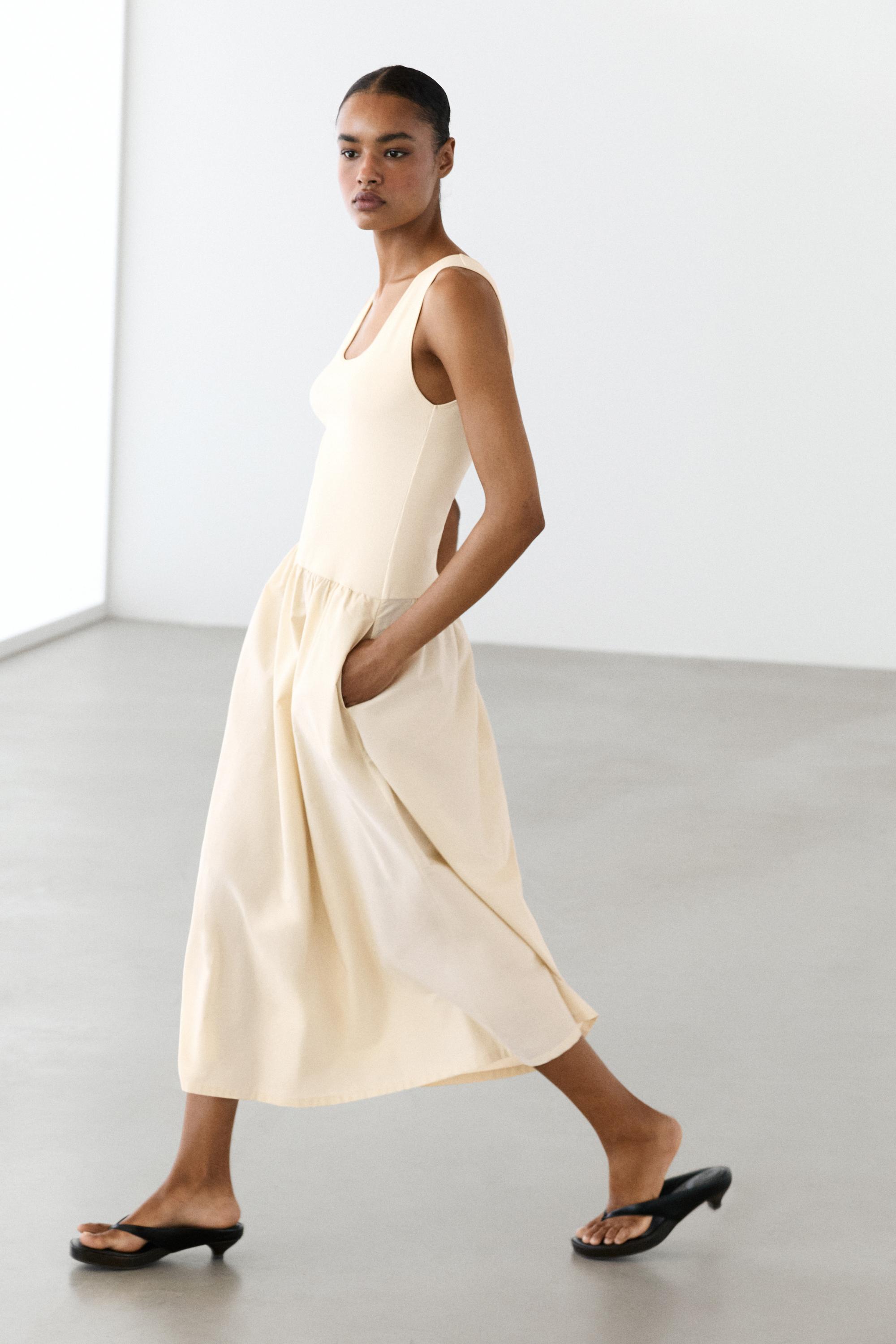 Robe combinée popeline de coton mélangé