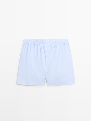 Zara 100% cotton striped boxers - Sky blue - Image 0