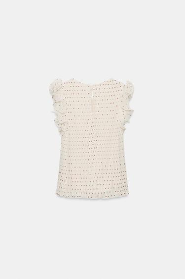 TOP À POIS ET VOLANTS - Écru / Grenat de Zara - Image 6