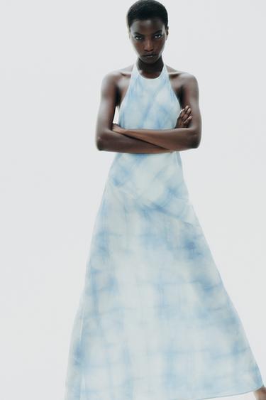 HALTER TIE-DYE DRESS - Sky blue by Zara - Image 1