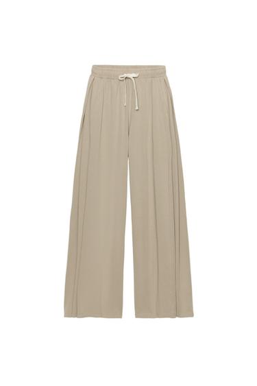 COTTON PLEATED TROUSERS - Sand by Zara
