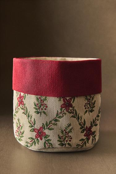 FLORAL CHRISTMAS BREAD BASKET - Red by Zara - Image 4