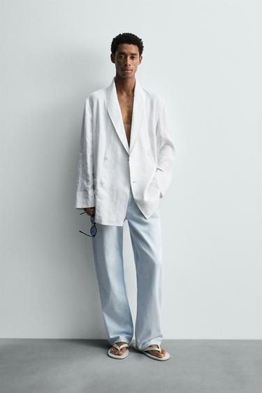 BLAZER RELAXED FIT LINEN - Putih dari Zara - Gambar 0