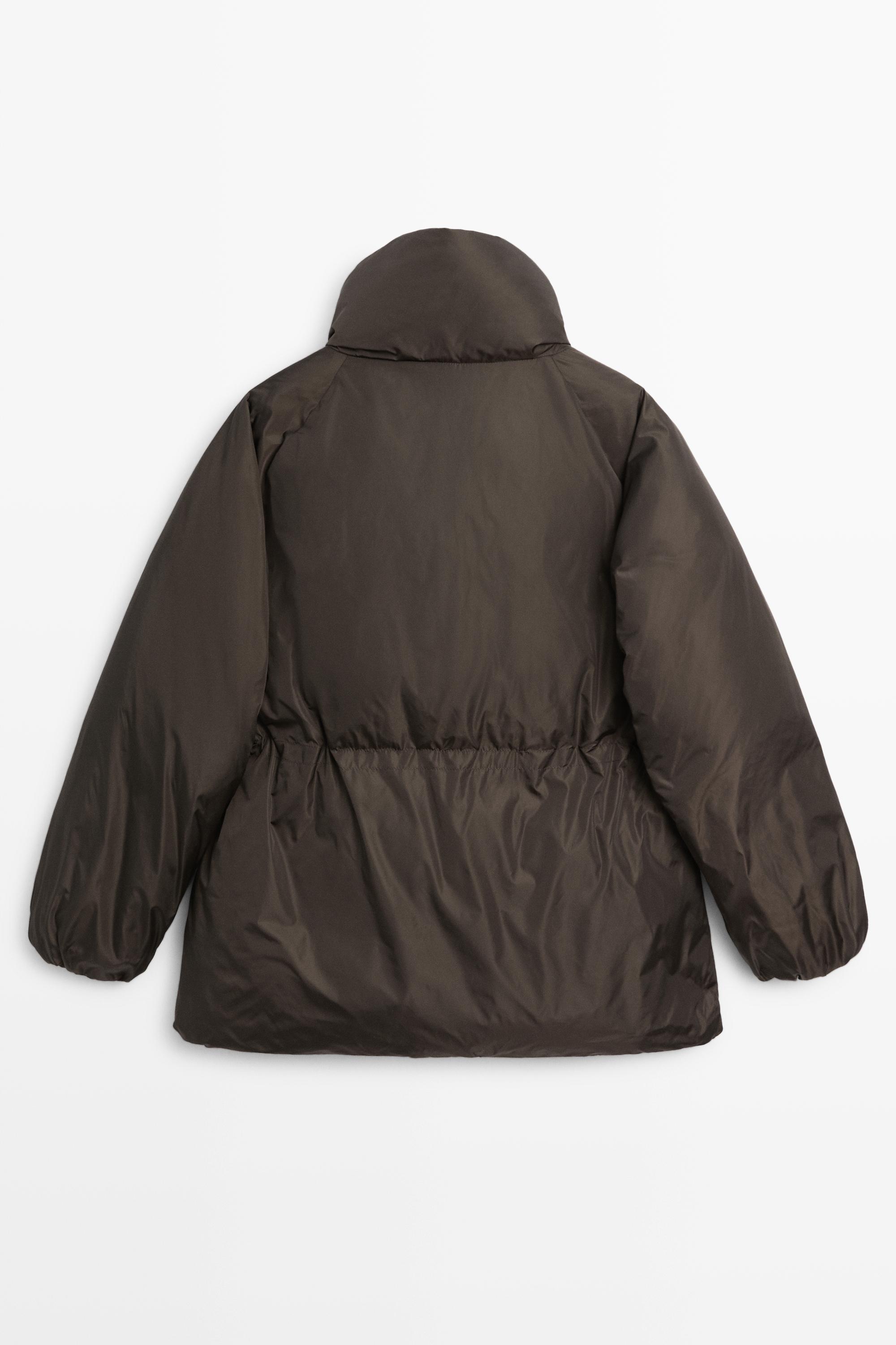 Down jacket with gathered detail