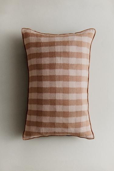 GINGHAM CUSHION COVER - Brick by Zara