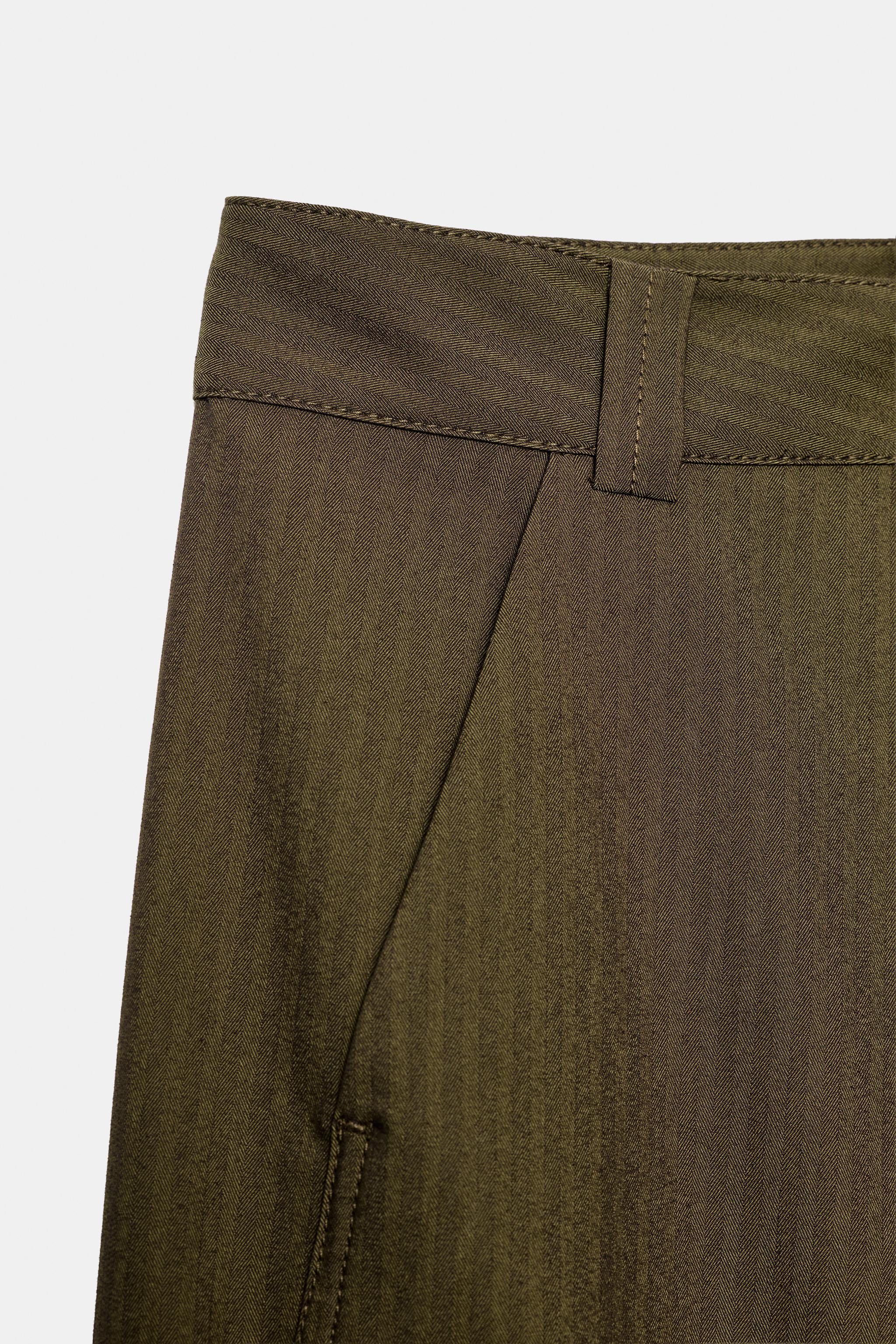 Zara Çizgili Süet Barrel Pantolon görsel 7