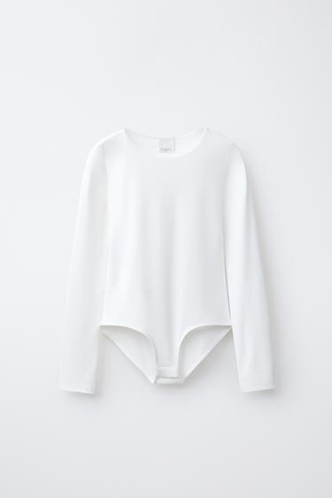 Zara POLYAMIDE BODYSUIT - White