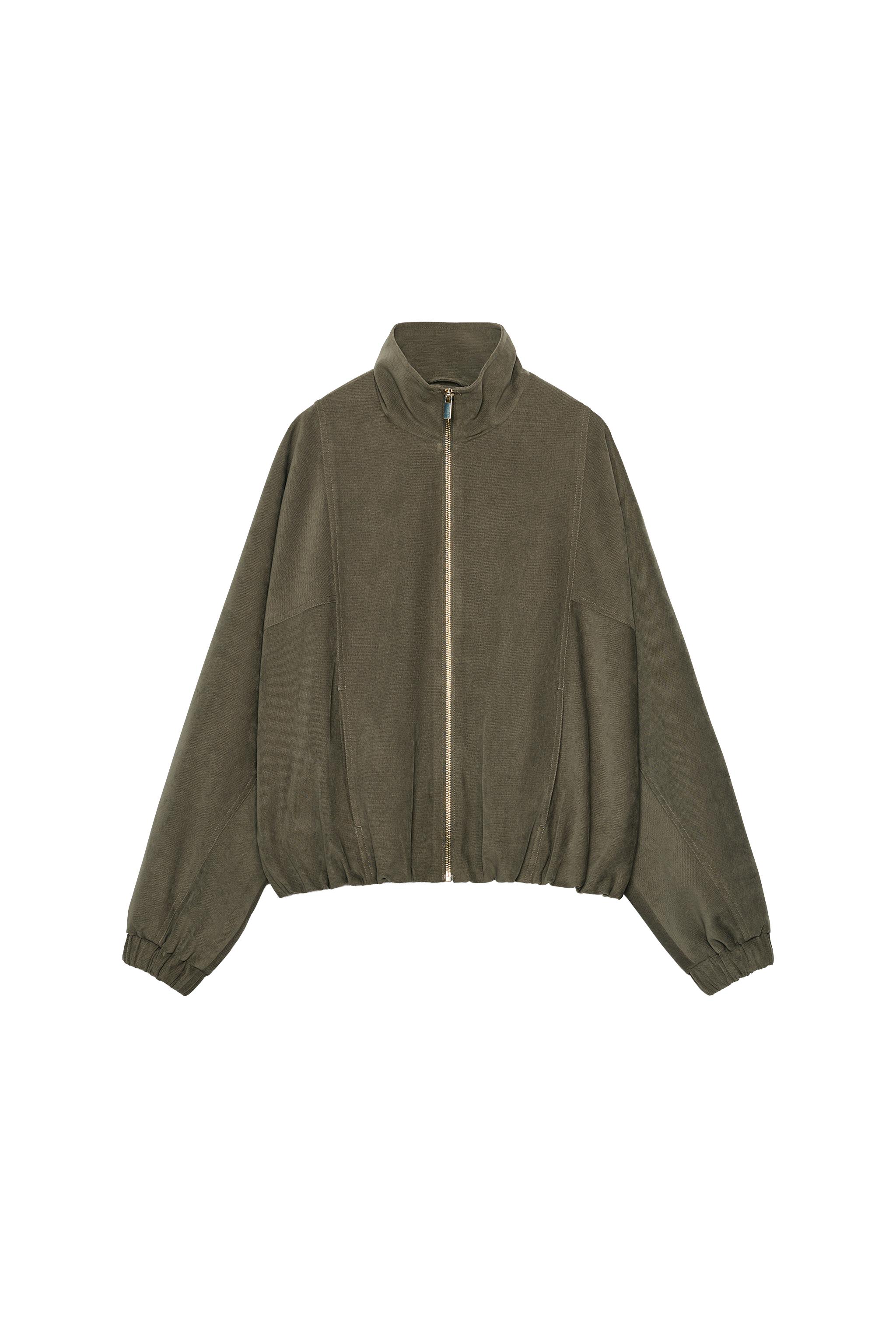 ハイカラー ボンバージャケット - カーキ | ZARA Japan / 日本