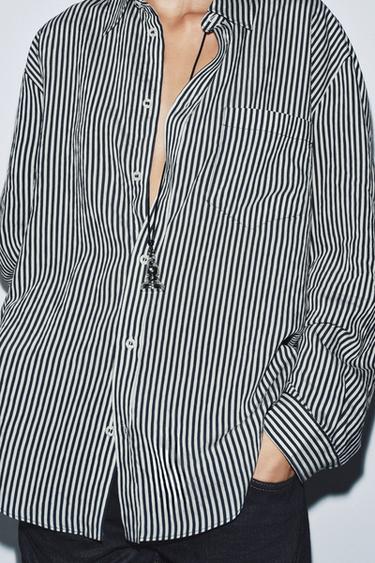 STRIPED FLOWING SHIRT ZW COLLECTION - Stripes by Zara - Image 3