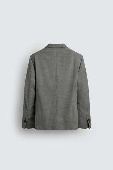 CHECK WOOL BLEND SUIT BLAZER - Black / White by Zara - Image 7