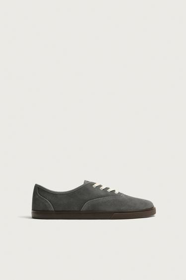 BAREFOOT LEATHER TRAINERS - Grey by Zara