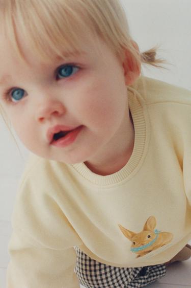 Zara EMBROIDERED BUNNY SWEATSHIRT - Light yellow