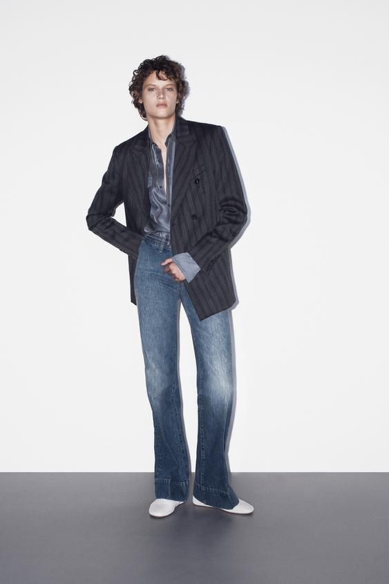 Zara ZW COLLECTION VISCOSE BLEND POCKET SHIRT - Blue / Gray - Image 0