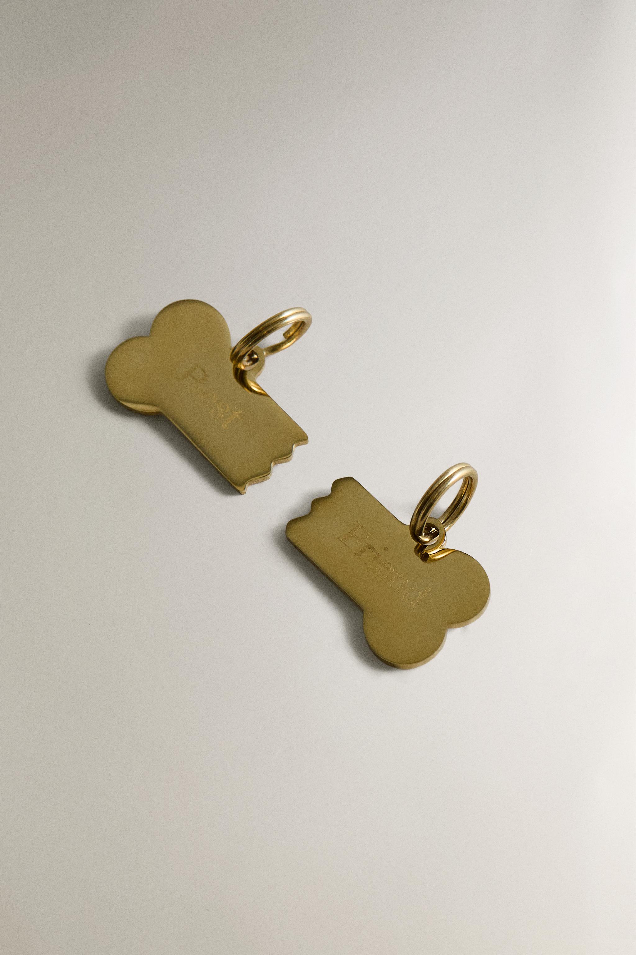 "BEST" "FRIEND" BONE PET CHARM — Gold