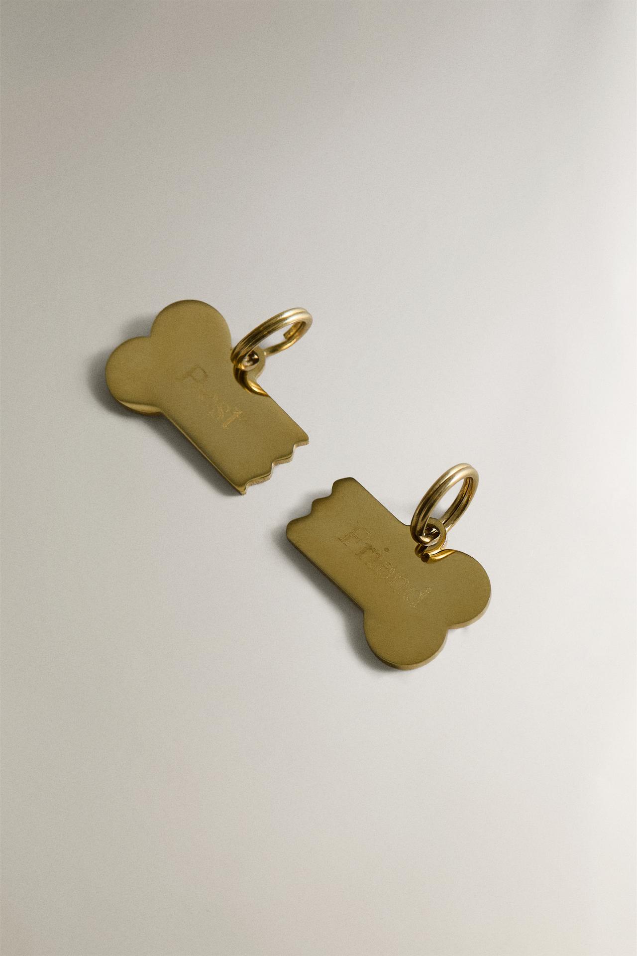 "BEST" "FRIEND" BONE PET CHARM — Gold