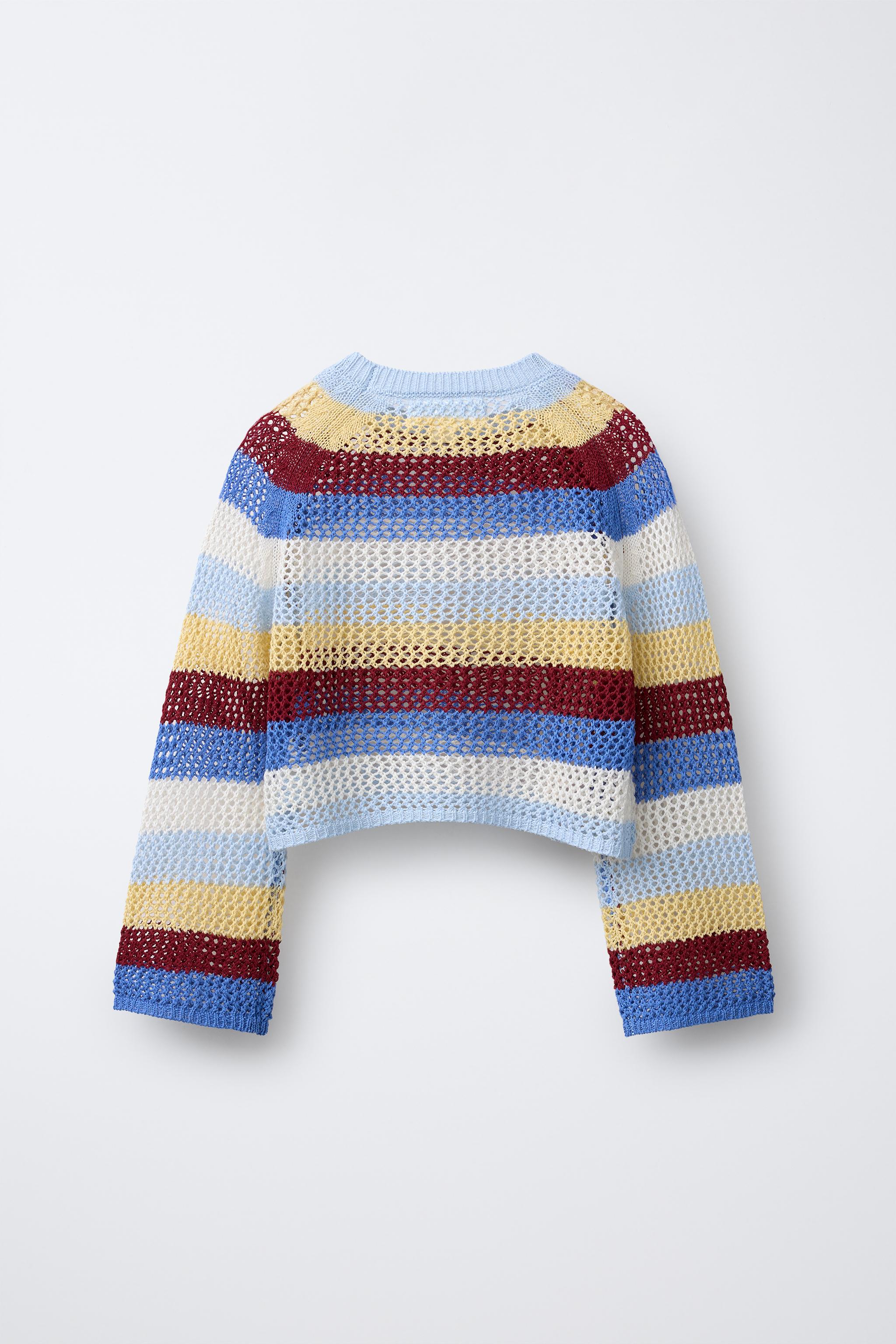 ♡pattern KNIT CROPPED RED SWEATER - Multicolored | ZARA United States