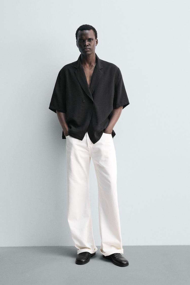 Camicia Lino Zara Camicia Nera Uomo CAMICIA KIMONO FLUIDA Nero