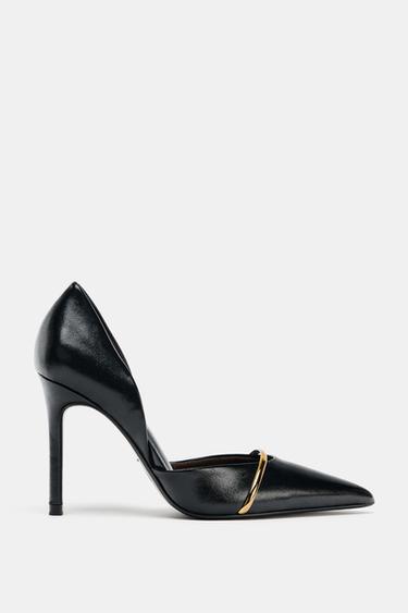 SCARPE CON TACCO E LISTELLO METALLICO - Nero di Zara - Immagine 0