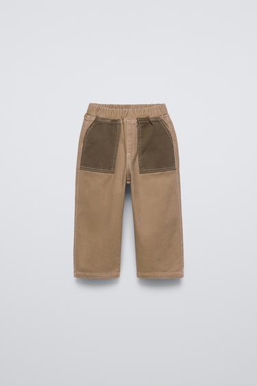 TROUSERS WITH CONTRASTING POCKETS - Light beige by Zara