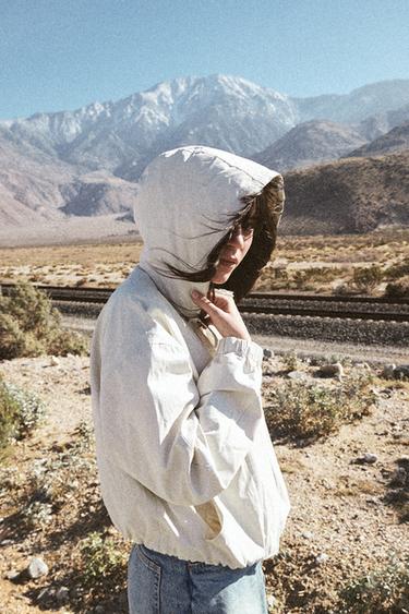 Zara HOODED JACKET - Oyster-white