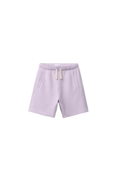 GARMENT DYED PLUSH BERMUDA SHORTS WITH LOGO - Light lilac by Zara