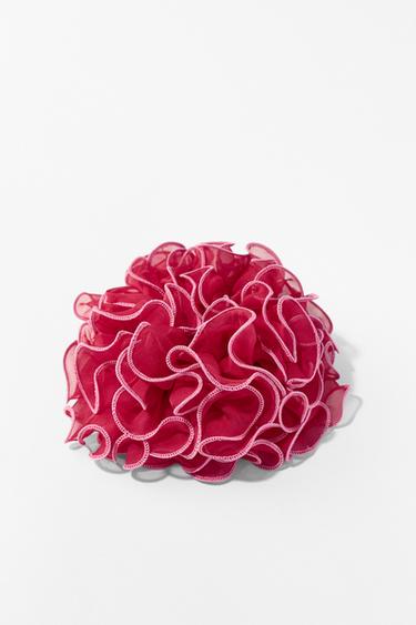 Zara CONTRAST GAUZE MAXI SCRUNCHIE - Pink