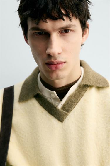 POLOKOŠILE Z ÚPLETU S KONTRASTNÍ VLNOU - Přírodní od Zara