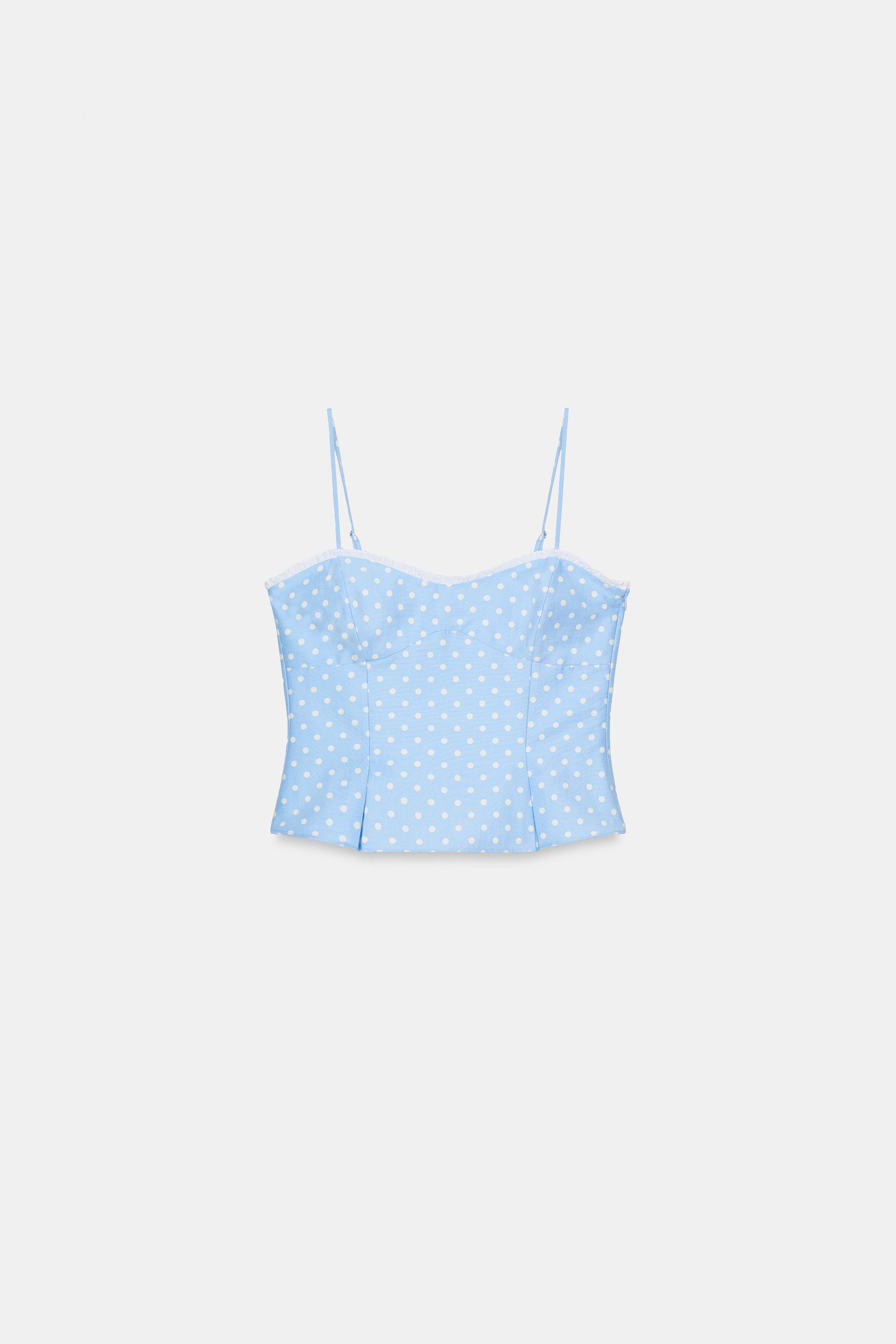 POLKA DOT TOP - White / Sky blue | ZARA South Africa