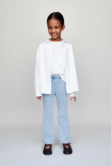 Zara FLARE DENIM LEGGINGS - Light blue