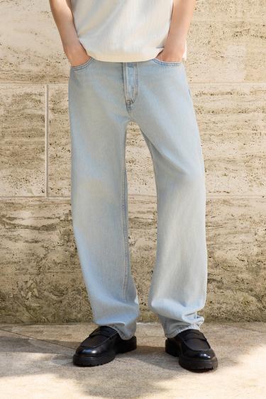 Zara 直筒版牛仔褲 - 淡藍色