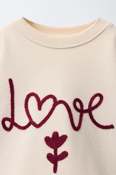 EMBROIDERED SLOGAN SWEATSHIRT - Ecru by Zara - Image 2