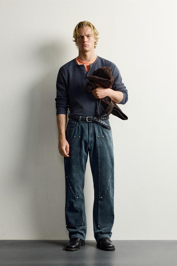 JEANS RELAXED FIT REMACHES - Azul de Zara - Imagen 0