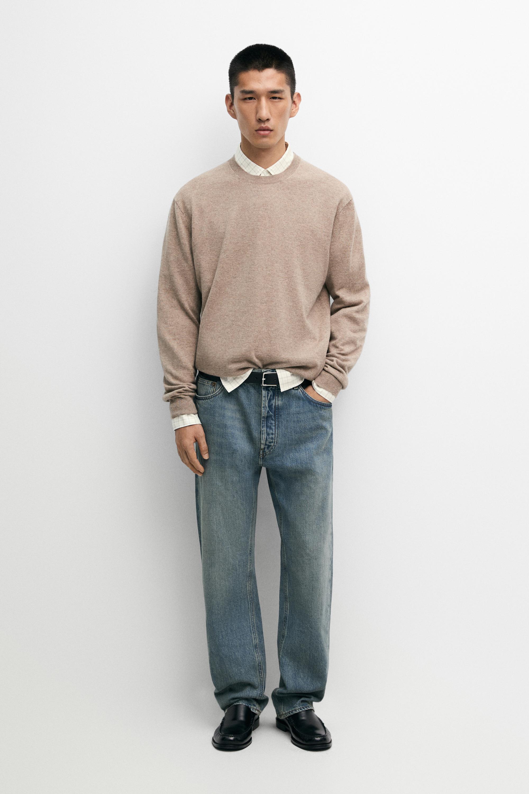 100% cashmere ribbed knit sweater — Mink