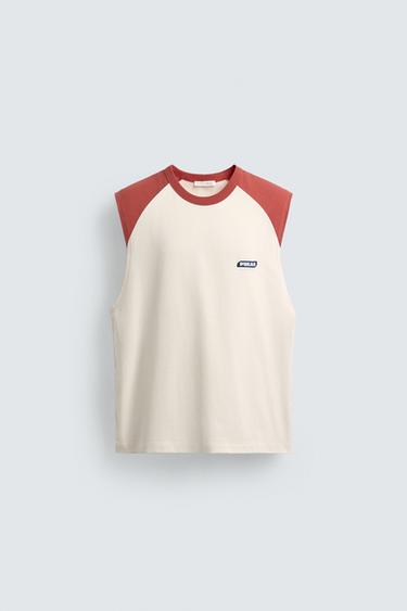 PUKAS SURF X ZARA COLOUR BLOCK TANK TOP - White / Red by Zara