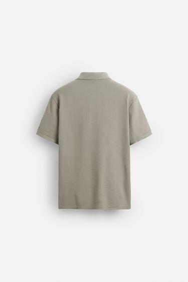 QUARTER-ZIP POLO SHIRT - camel by Zara - Image 6