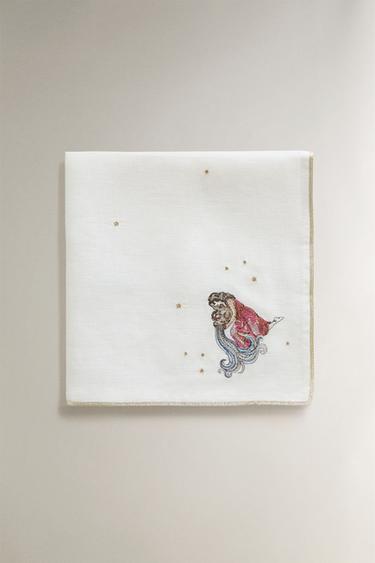 AQUARIUS EMBROIDERED LINEN NAPKIN | MARISA BERENSON - خَام الخاص بـ Zara - صورة 0