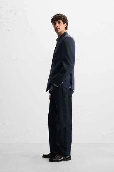 DOUBLE-BREASTED WOOL BLEND BLAZER - Navy blue by Zara - Image 3