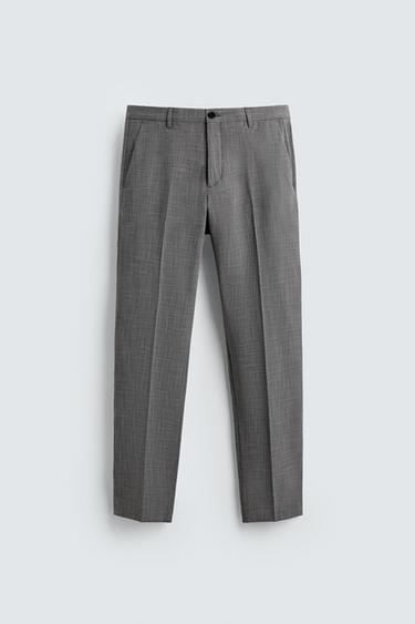 PANTALÓN TRAJE CUADROS - Gris medio de Zara