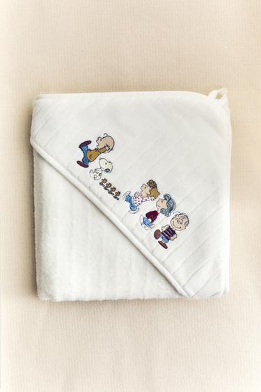 TOALLA BAÑO CAPUCHA BEBÉ PEANUTS™ - Blanco roto de Zara