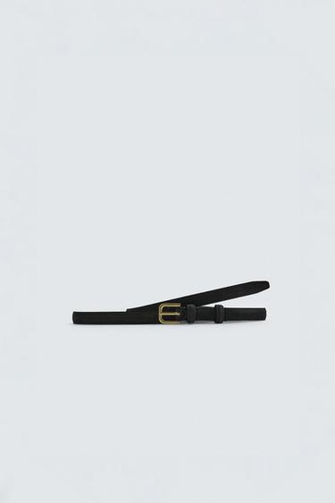 SPLIT SUEDE LEATHER BELT - Black by Zara