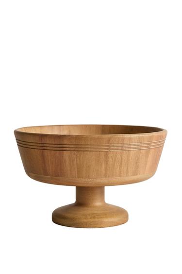 HOUTEN FRUITSCHAAL MET VOET - Bruin van Zara