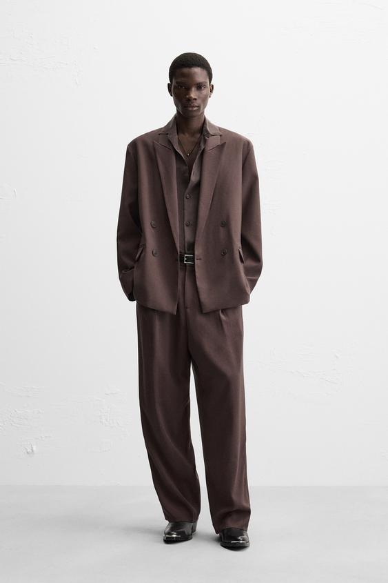 FLOWING VISCOSE SUIT BLAZER Dark brown ZARA Singapore