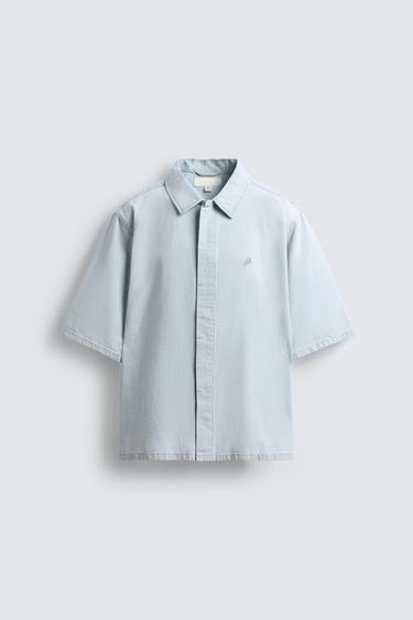 CAMISA DENIM BORDADO - Azul claro de Zara