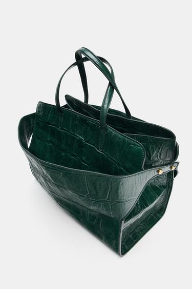 SAC CITY EN CUIR EFFET RELIEF - Vert de Zara - Image 5