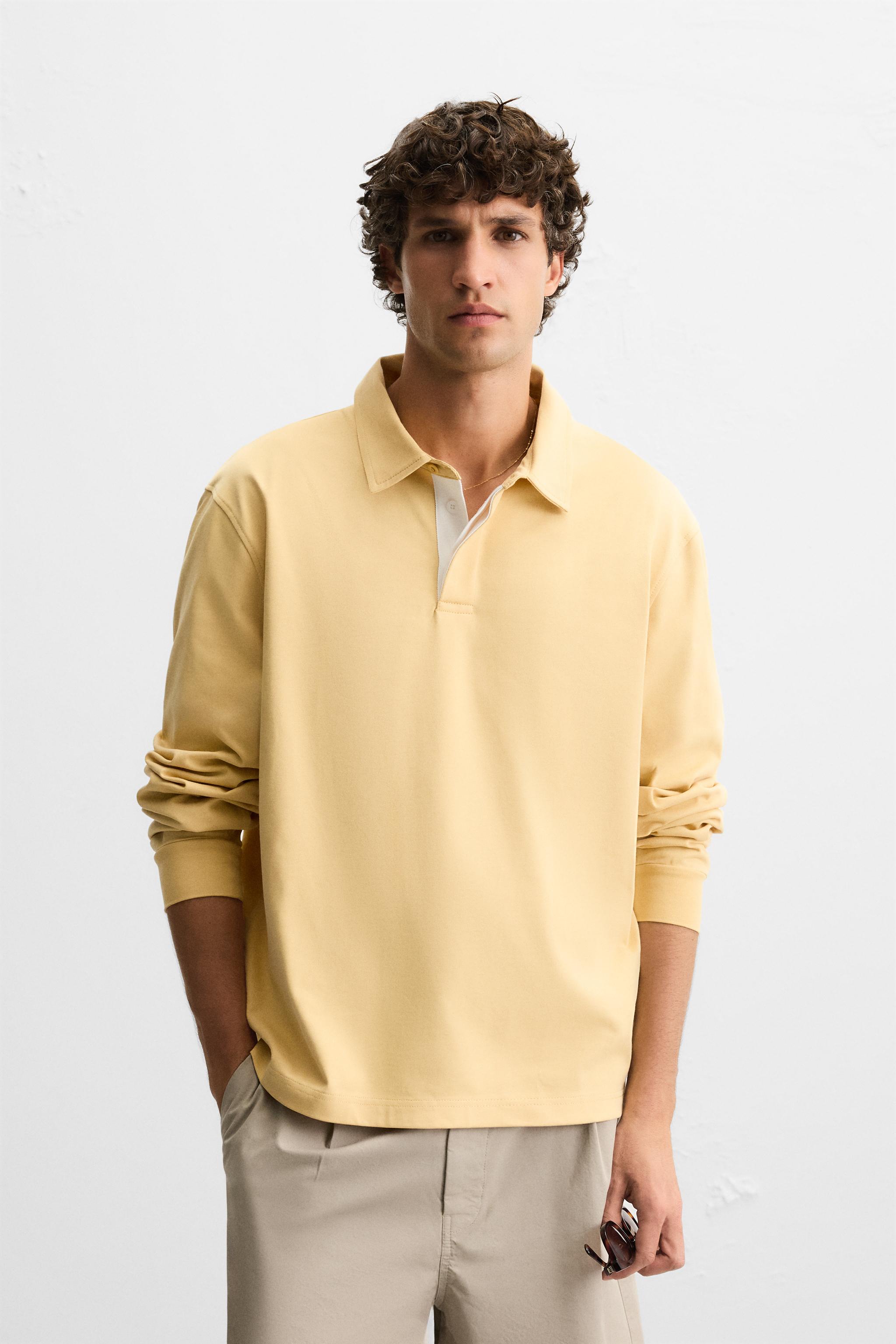nagonstans ホワイトとイエローの長袖シャツ nagonstans(ナゴンスタンス) egg drape shirtシャツ470GA430