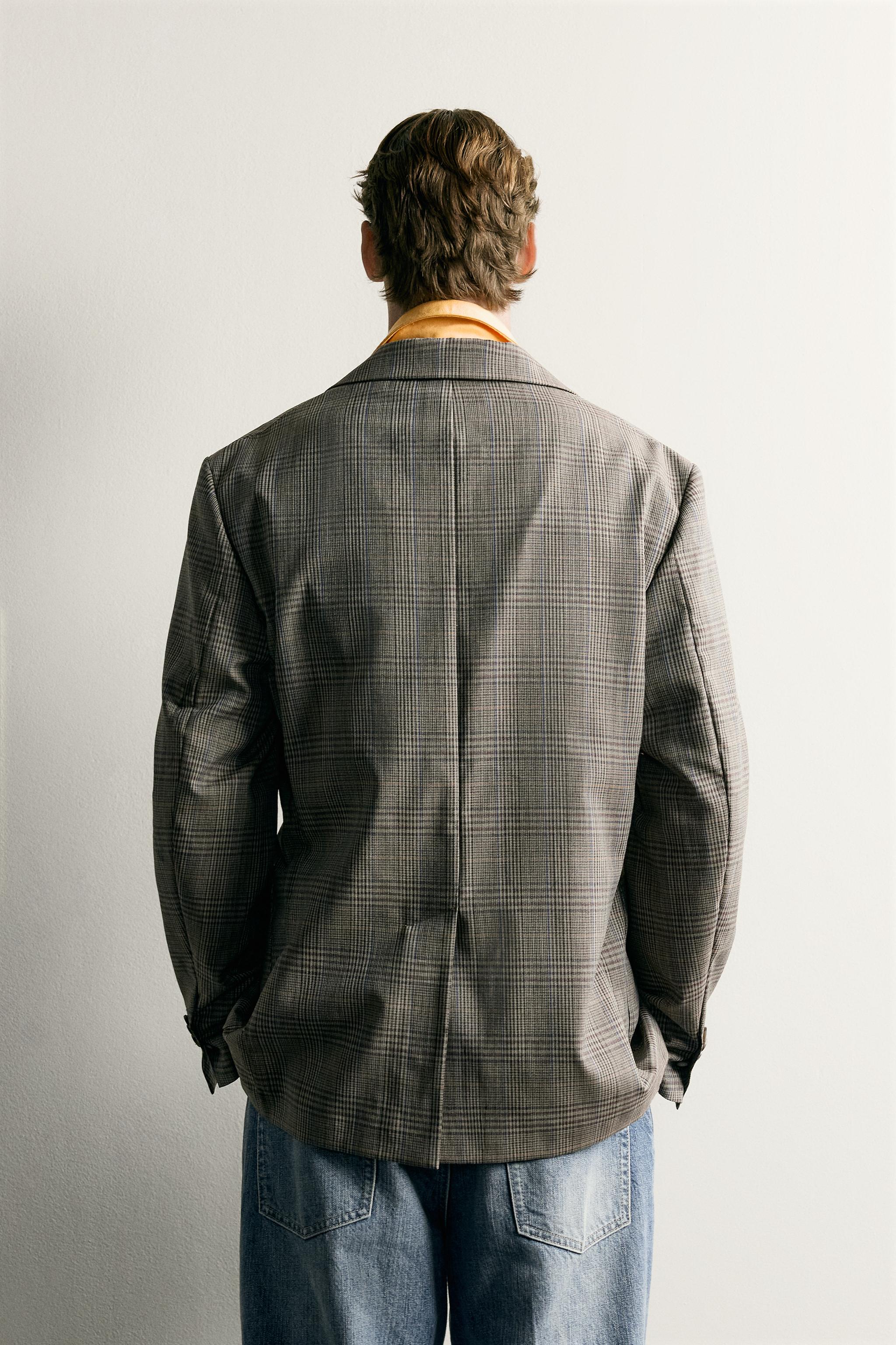 100% WOOL RELAXED FIT PLAID BLAZER